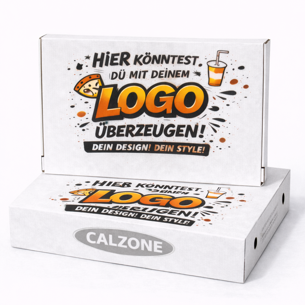 Braune Calzonebox 30x16x10 cm für Pizzabäcker, individuell bedruckt mit eigenem Logo, stabiler Pizzakarton für Calzone, Take-away und Gastronomie, ideal für Lieferservice günstig im Online-Großhandel Pizzabox24 gestapelt