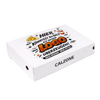Weiße Calzonebox 30x16x10 cm für Pizzabäcker, individuell bedruckt mit eigenem Logo, stabiler Pizzakarton für Calzone, Take-away und Gastronomie, ideal für Lieferservice günstig im Online-Großhandel Pizzabox24 liegend