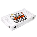 Weißer Pinsakarton 23x38x5 cm für Pizzabäcker, individuell bedruckt mit eigenem Logo, stabiler Pinsakarton für Pinsa Romana, Take-away und Gastronomie, ideal für Lieferservice günstig im Online-Großhandel Pizzabox24 liegend