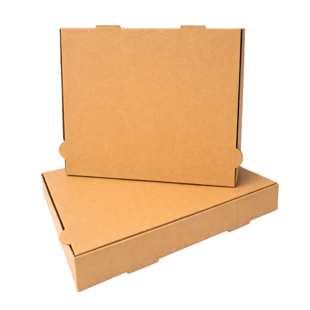Pizzakartons unbedruckt aus Kraft in 28x28, 30x30, 32x32 und 33x33 cm, robuste E-Welle Qualität, ideal für knusprige Pizza im Lieferservice und professionelle Gastronomie