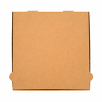 Brauner Pizzakarton aus Kraftkarton in 28x28, 30x30, 32x32 oder 33x33 cm, unbedruckt im Clean Look für neapolitanische Pizza, stabil, fettabweisend und palettenweise erhältlich