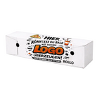 Weiße Rollobox 28x8x7 cm für Pizzabrötchen, individuell bedruckbar mit eigenem Logo, stabile E-Welle Kartonage für Gastronomie, Lieferservice und Take-away, lebensmittelecht, ideal für palettenweisen Großhandelseinsatz