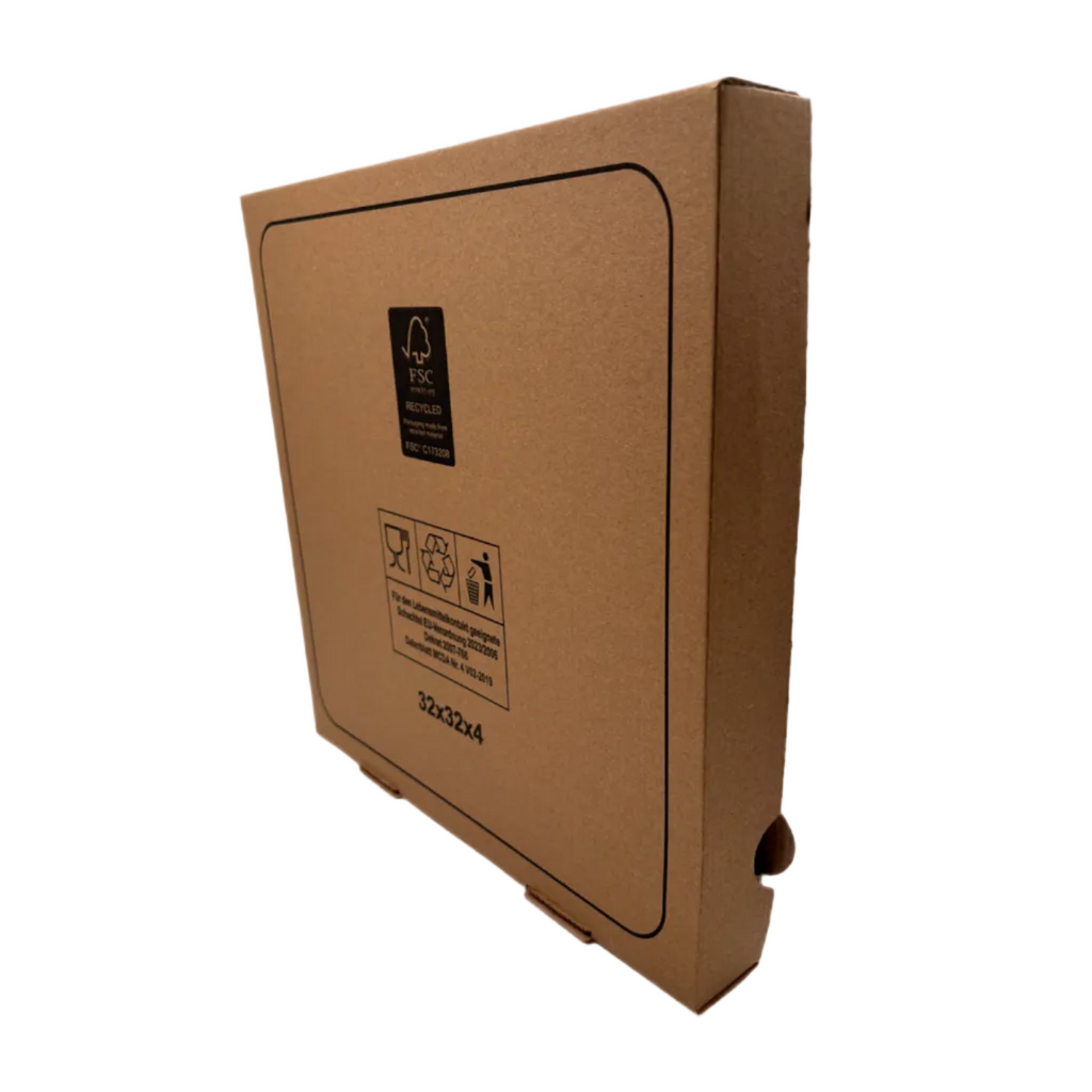 Pizzakarton Fresh&Tasty braun in allen Größen aus stabilem Kraft Karton, palettenweise für Pizzerien und Lieferservice. FSC zertifiziert zu Spitzenpreisen im Online-Großhandel Pizzabox24