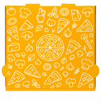 Pizzakarton Homemade weiß 32x32x4 oder 30x30x4 cm mit gelben Muster-Druck, stabiler Karton, gleiche Qualität wie Pizzabäcker, palettenweise für Pizzerien und Lieferservice. FSC zertifiziert zu Spitzenpreisen im Online-Großhandel Pizzabox24