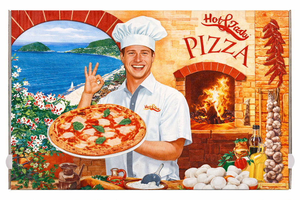 Pizzakarton Pizzabäcker Francia Partygröße 60x40x5 in weiß – stabiler und hochfester Pizzakarton für die Gastronomie und Lieferservice mit Mengenrabatt und Palettenweiser Lieferung Frei Haus